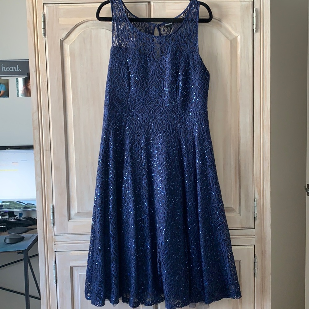 Torrid Special Occasion Navy Lace Cocktail Dress